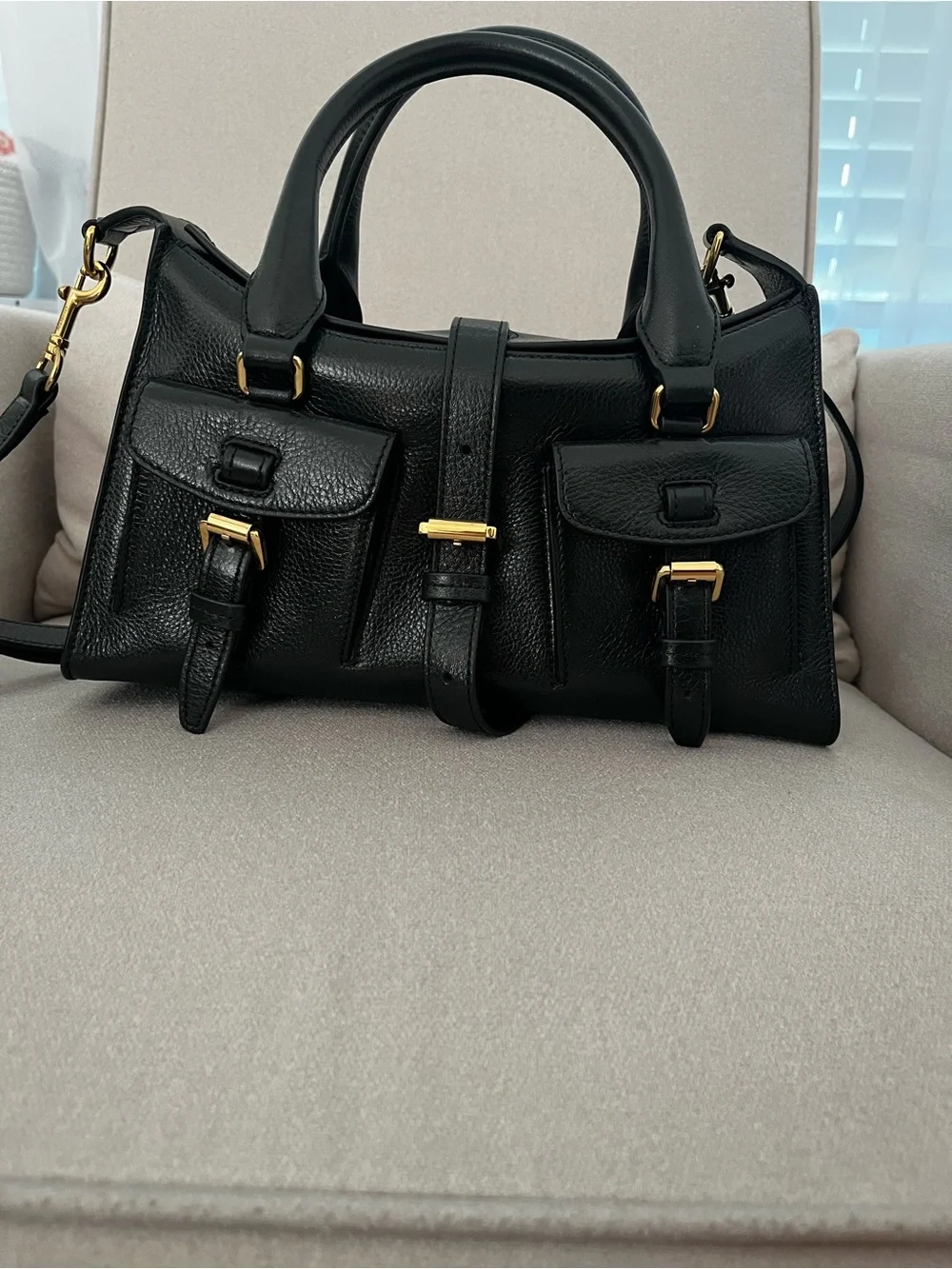 Mulberry New Small Roxanne Classic Black Sleek Leather Satchel Handbag - Picture 2 of 8